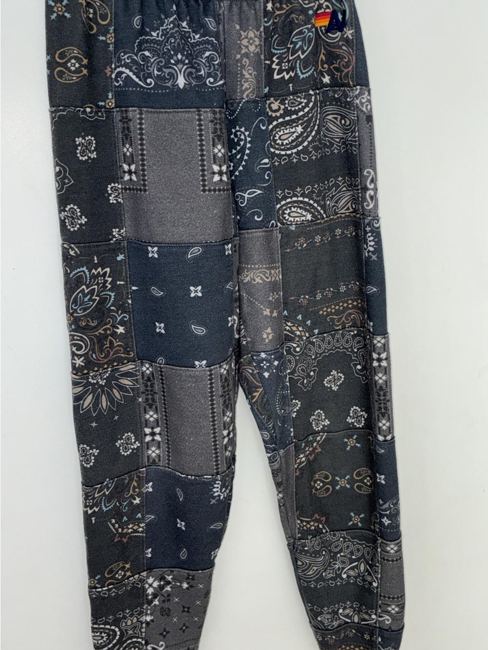 Aviator Nation Black Patchwork Bandana Joggers